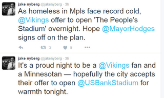 Illustration for article titled Two Random Dudes Started A Twitter Rumor About The Vikings Sheltering The Homeless And A Lot Of People Bit